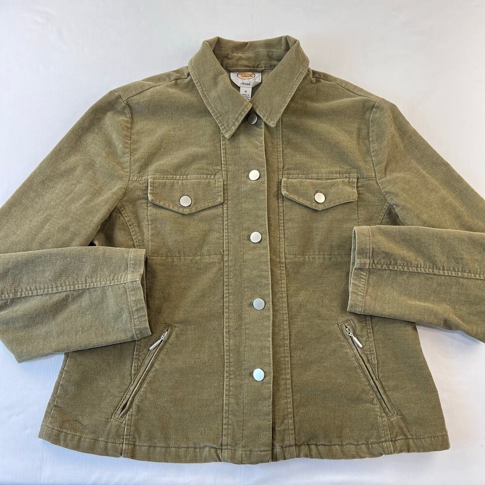 Talbots Vintage Olive Green corduroy Jacket Women’s size Medium Stretch